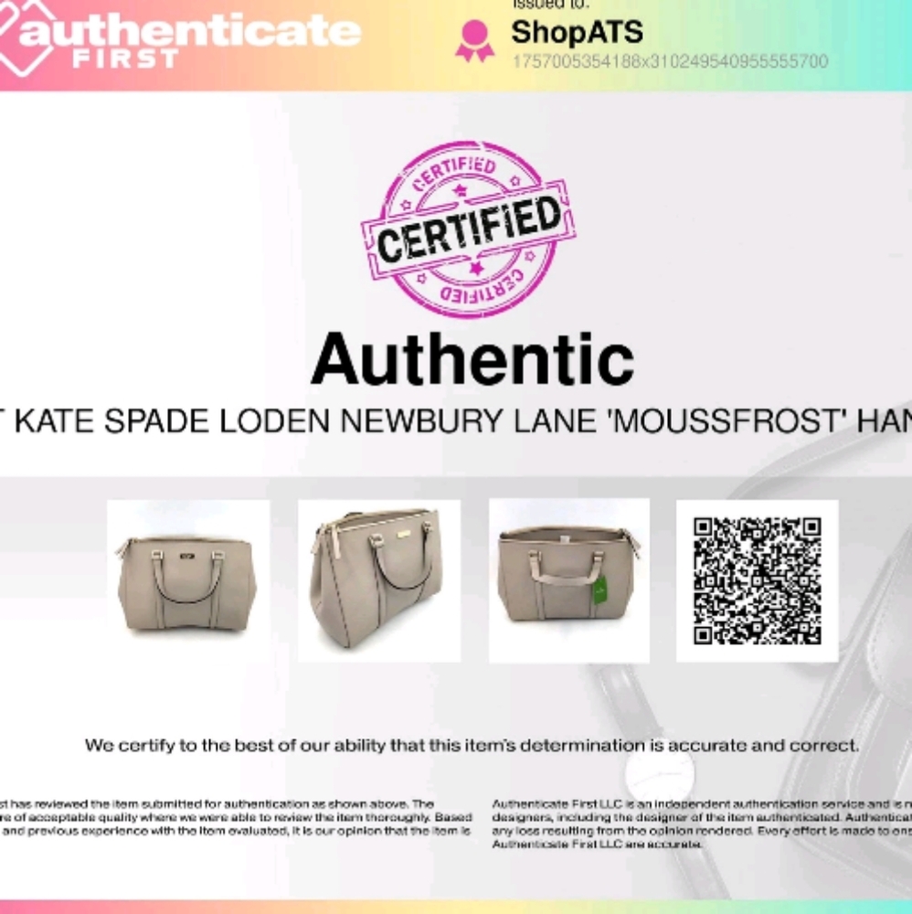 kate spade Loden Newberry Lane Handbag in Moussfrost w/ COA NWT - Picture 8 of 9